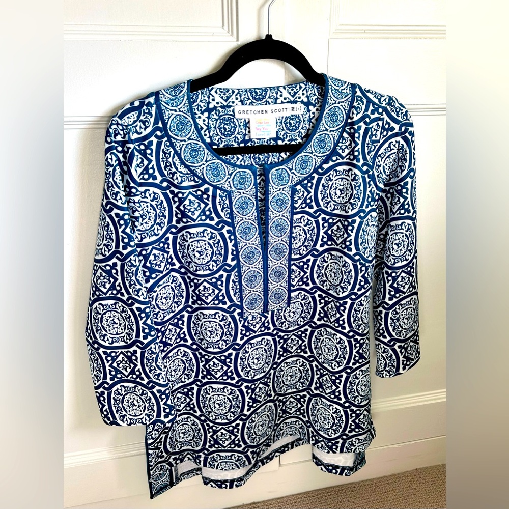Gretchen Scott 3/4 Sleeve Split Neck Top / Tunic - Worn Once